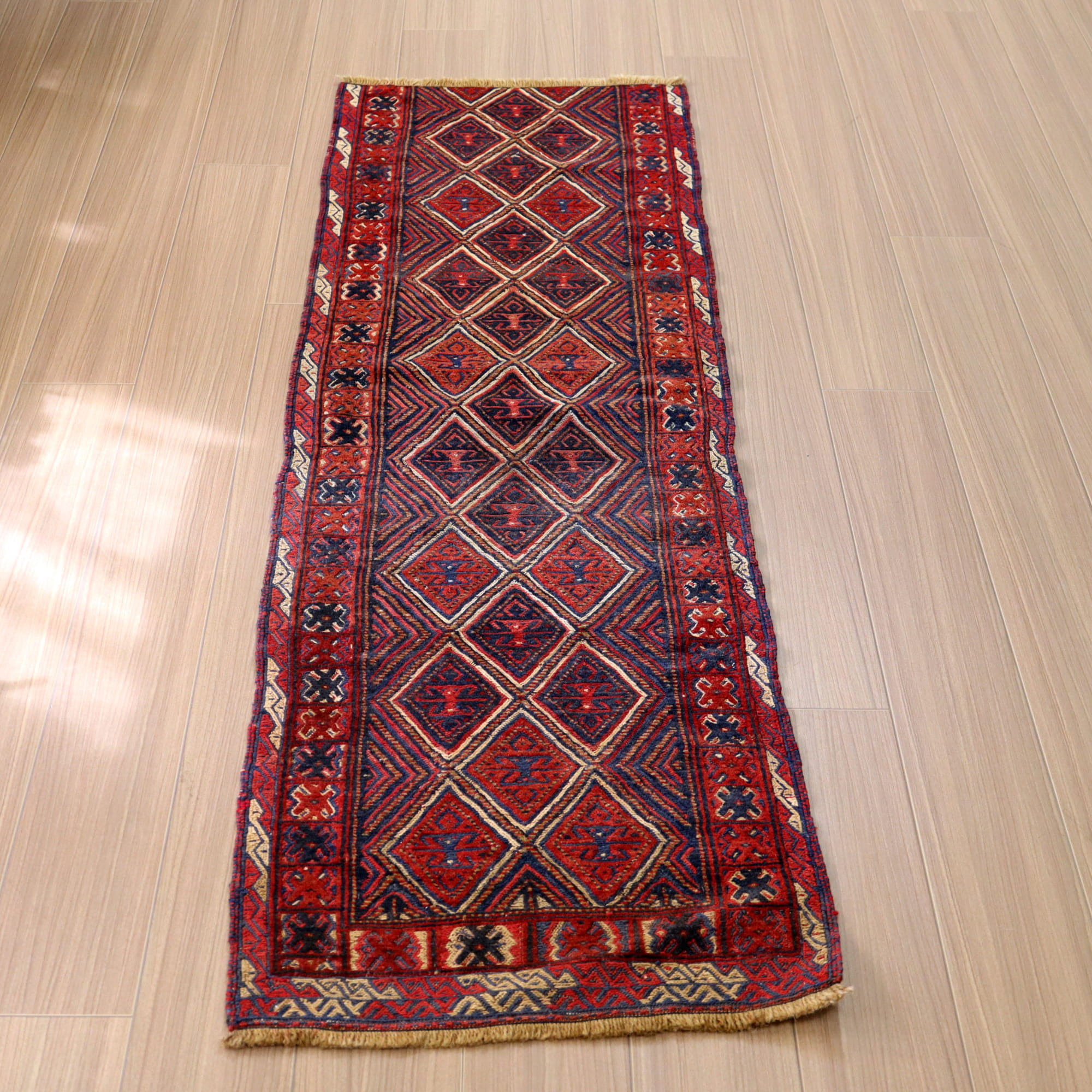 アフガンキリム　ミシュワニ188×58cm 平織りとパイル織りのミックス　細長ランナー