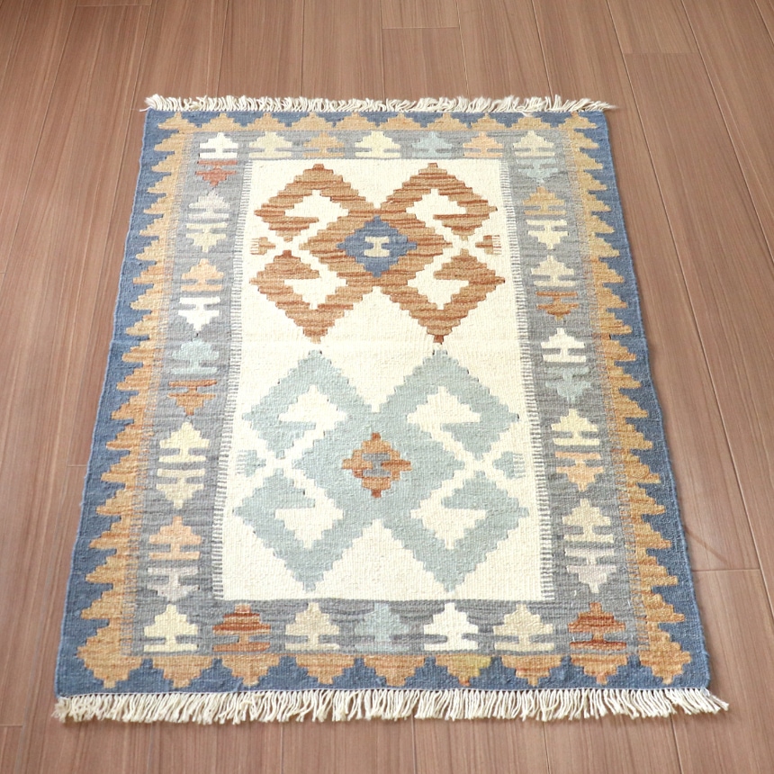 カシュカイキリム イラン 手織り 118x80cm 幾何学モチーフ　玄関マット