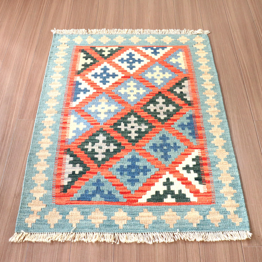 カシュカイキリム イラン 手織り 119x83cm 幾何学モチーフ　玄関マット