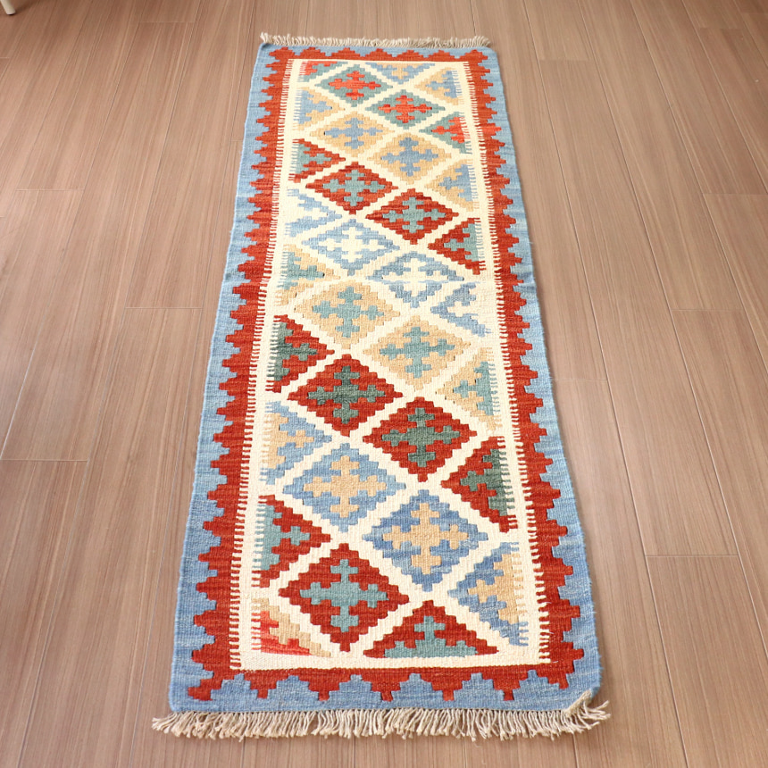 カシュカイキリム イラン 手織り 192x62cm 細長　ランナーサイズ