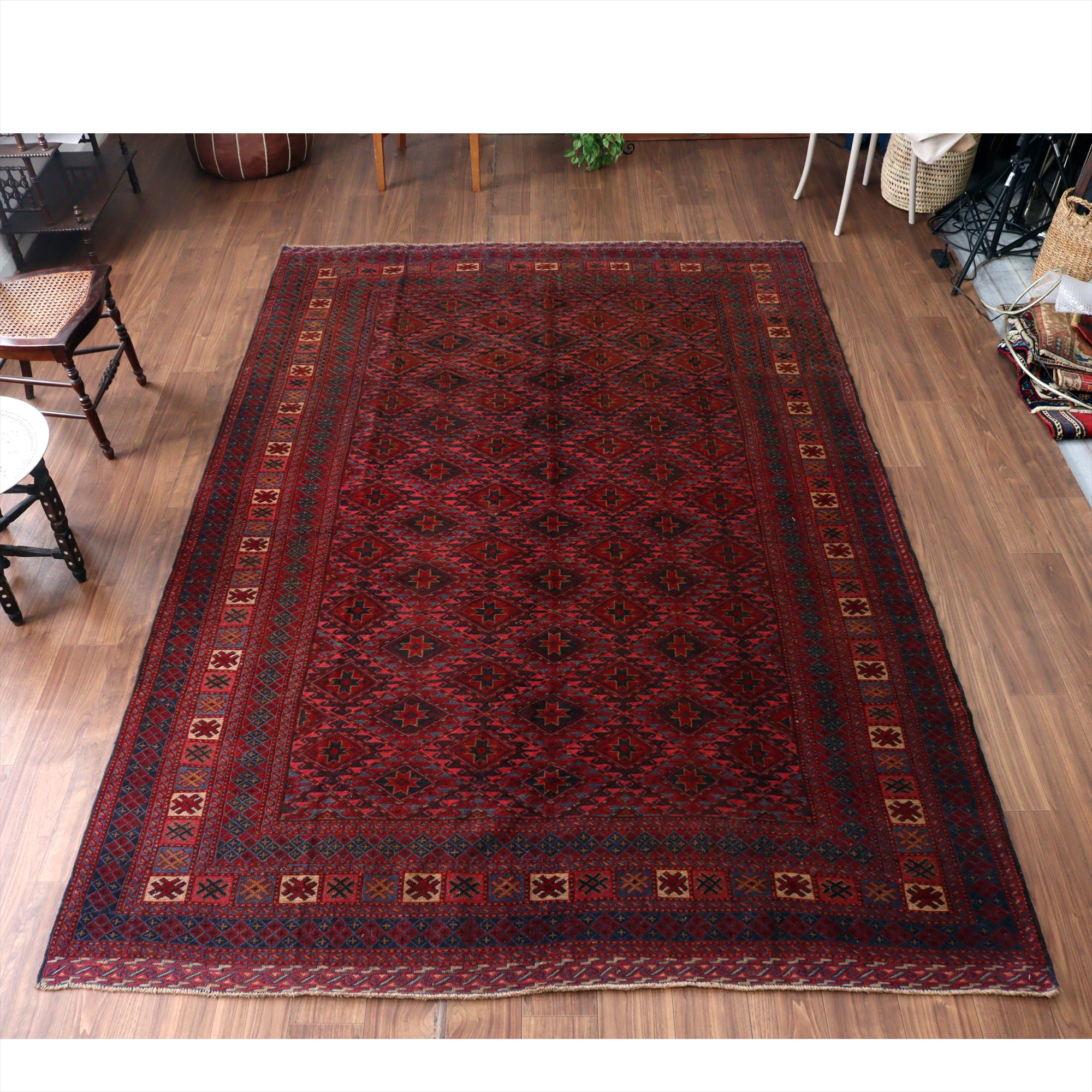 オールドキリム アフガニスタン ミシュワニ305×209cm 連なる幾何学模様