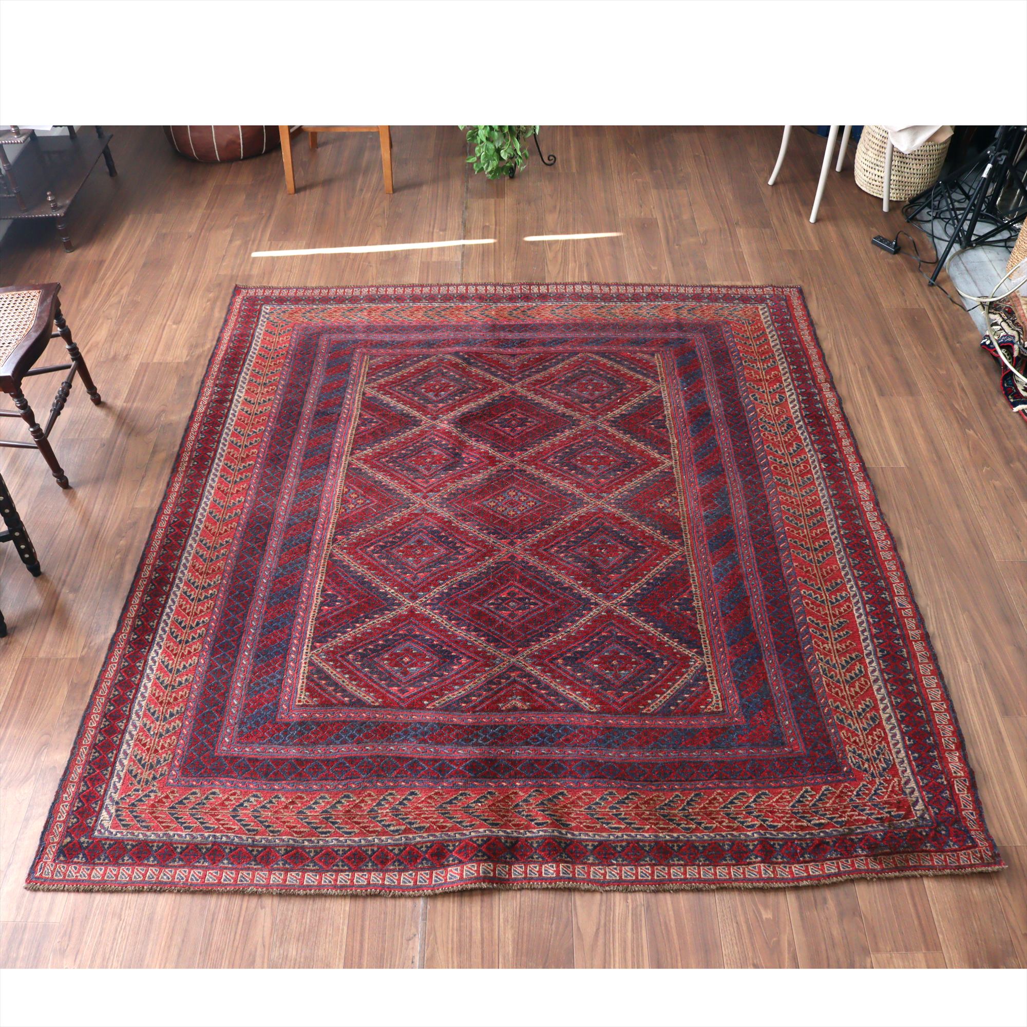 オールドキリム アフガニスタン ミシュワニ230×207cm 連なるダイヤ