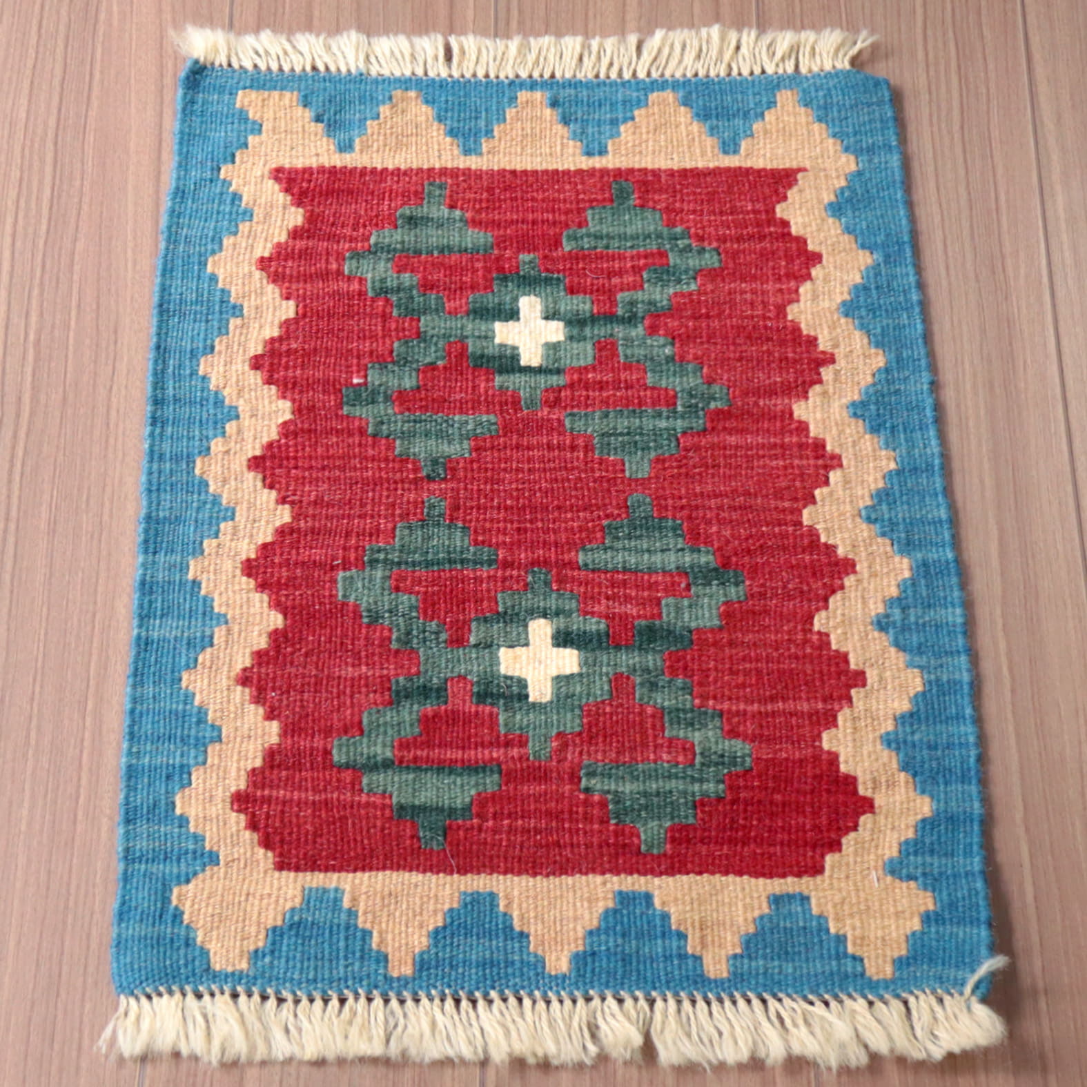 キリム カシュカイ族の手織りキリム58×41cmカラフルモチーフ