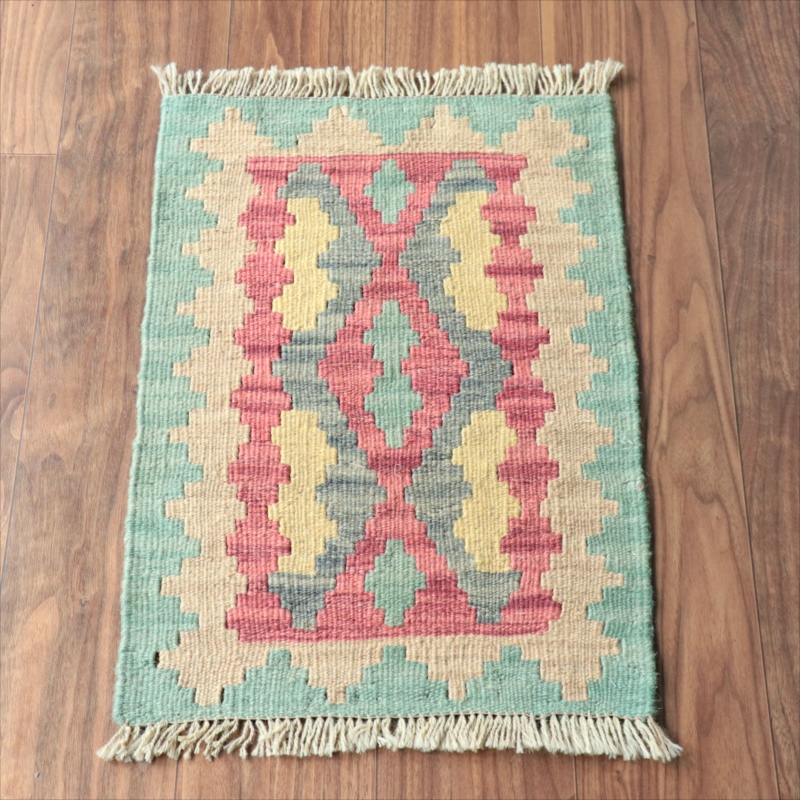 手織りキリム イラン南部シラーズ62×42cm ウール100% 一点もの