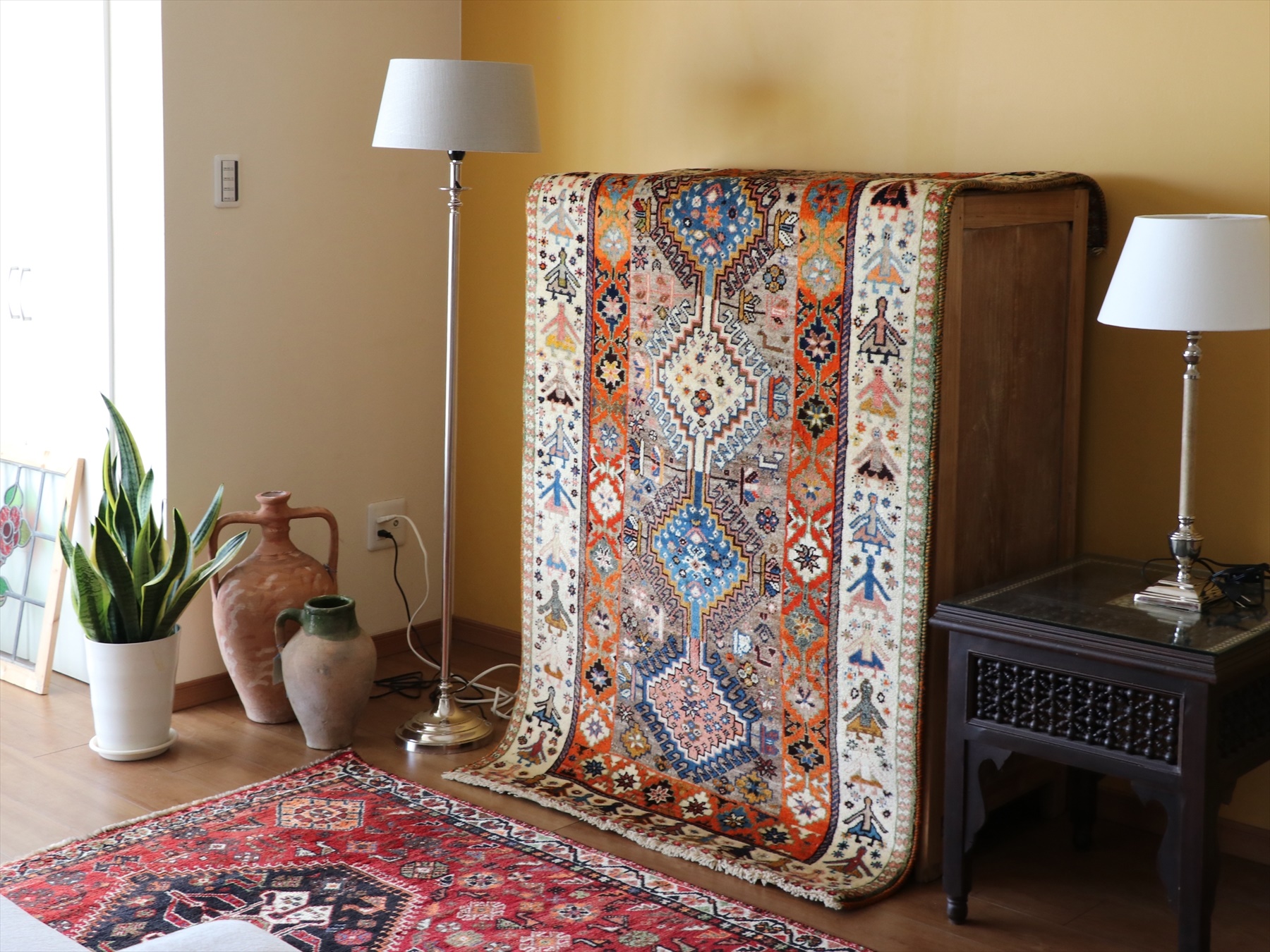 ペルシャ絨毯 148cm×102cm 手織り ヴィンテージラグ-