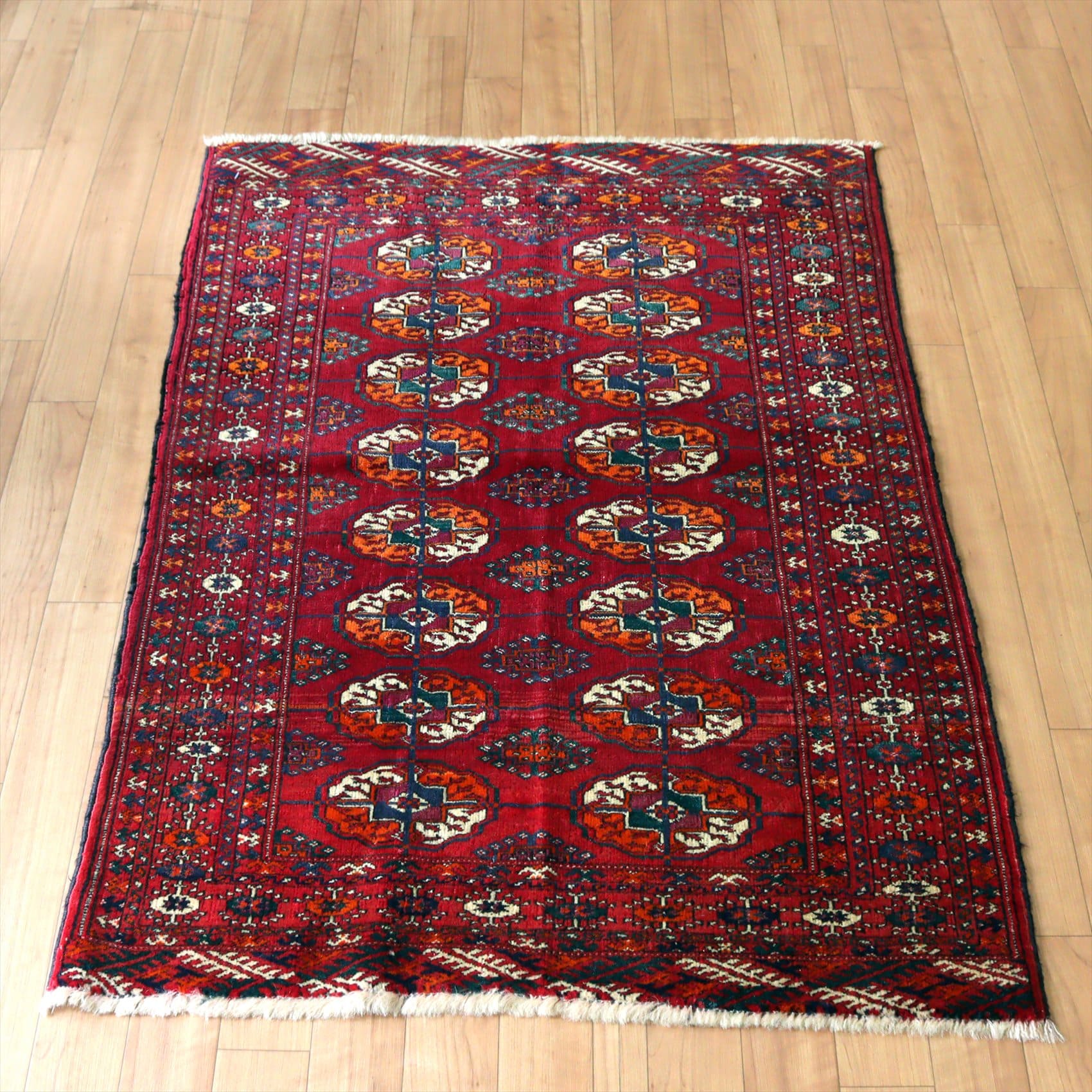 手織り絨毯 トルクメン族118×81cm レッド