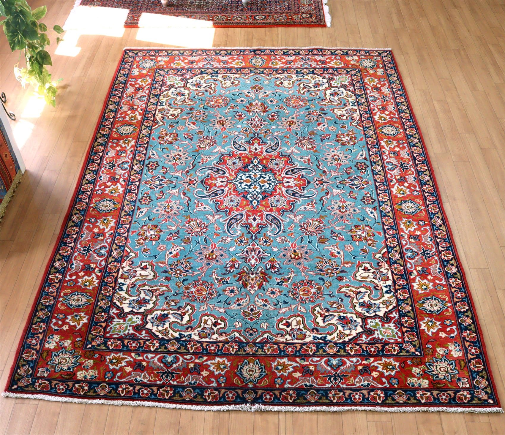 手織り絨毯 イスファハーン223×158cm 花のアラベスク