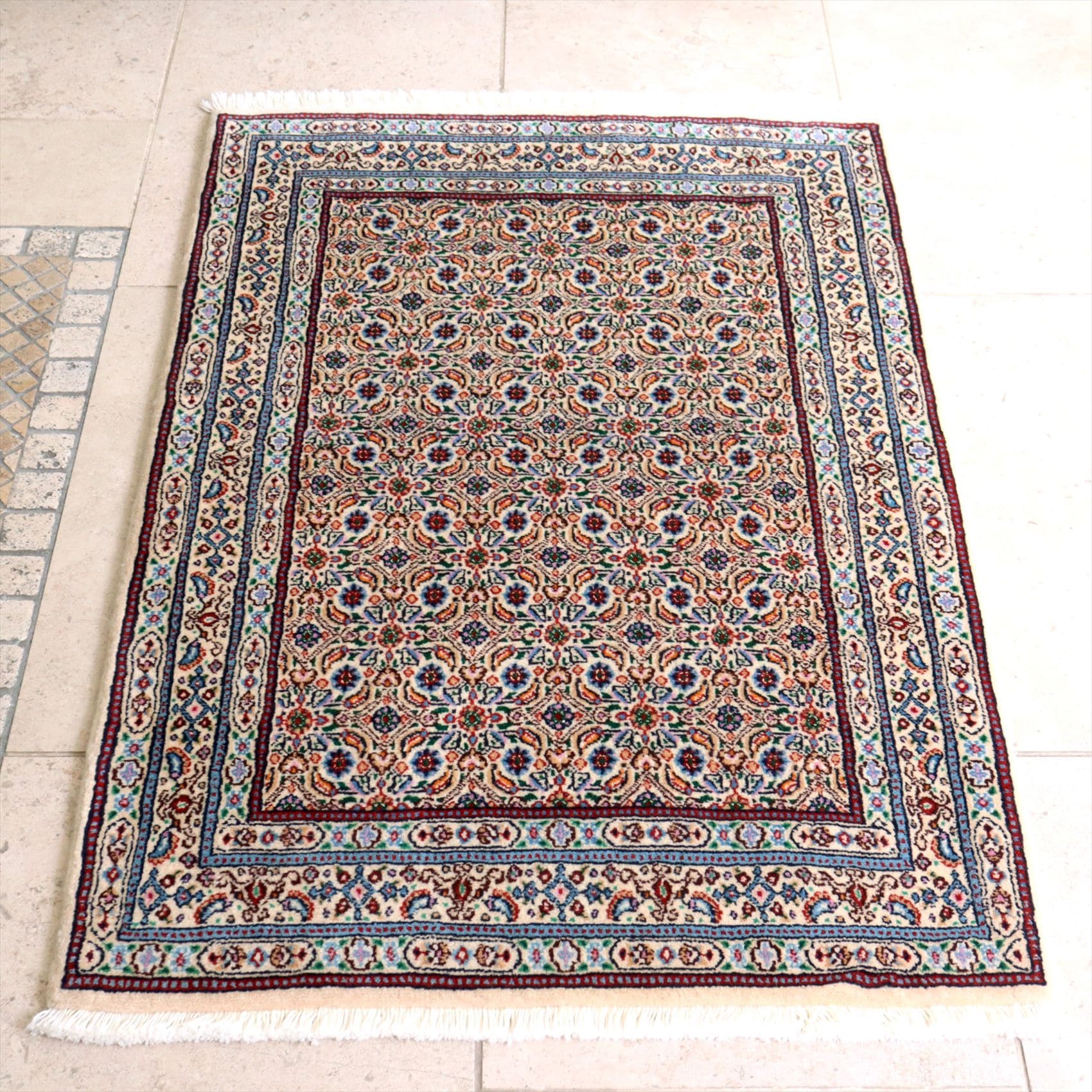 ペルシャ絨毯　手織りラグ　Moud116×78cm 連なるヘラート文様