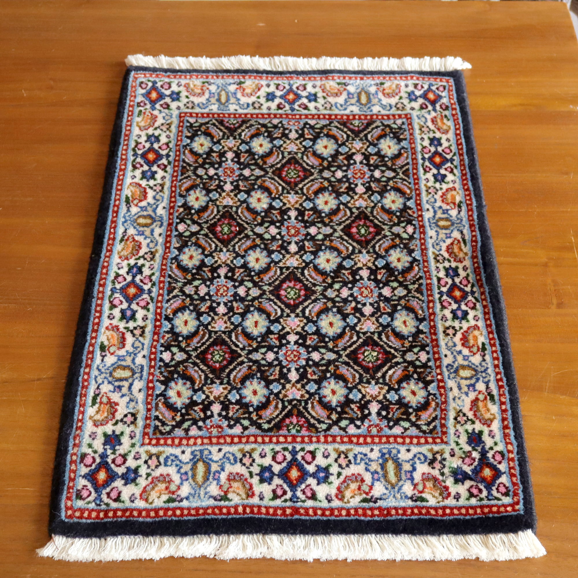 ペルシャ絨毯　ムード Moud61×41cm ネイビー　紺
