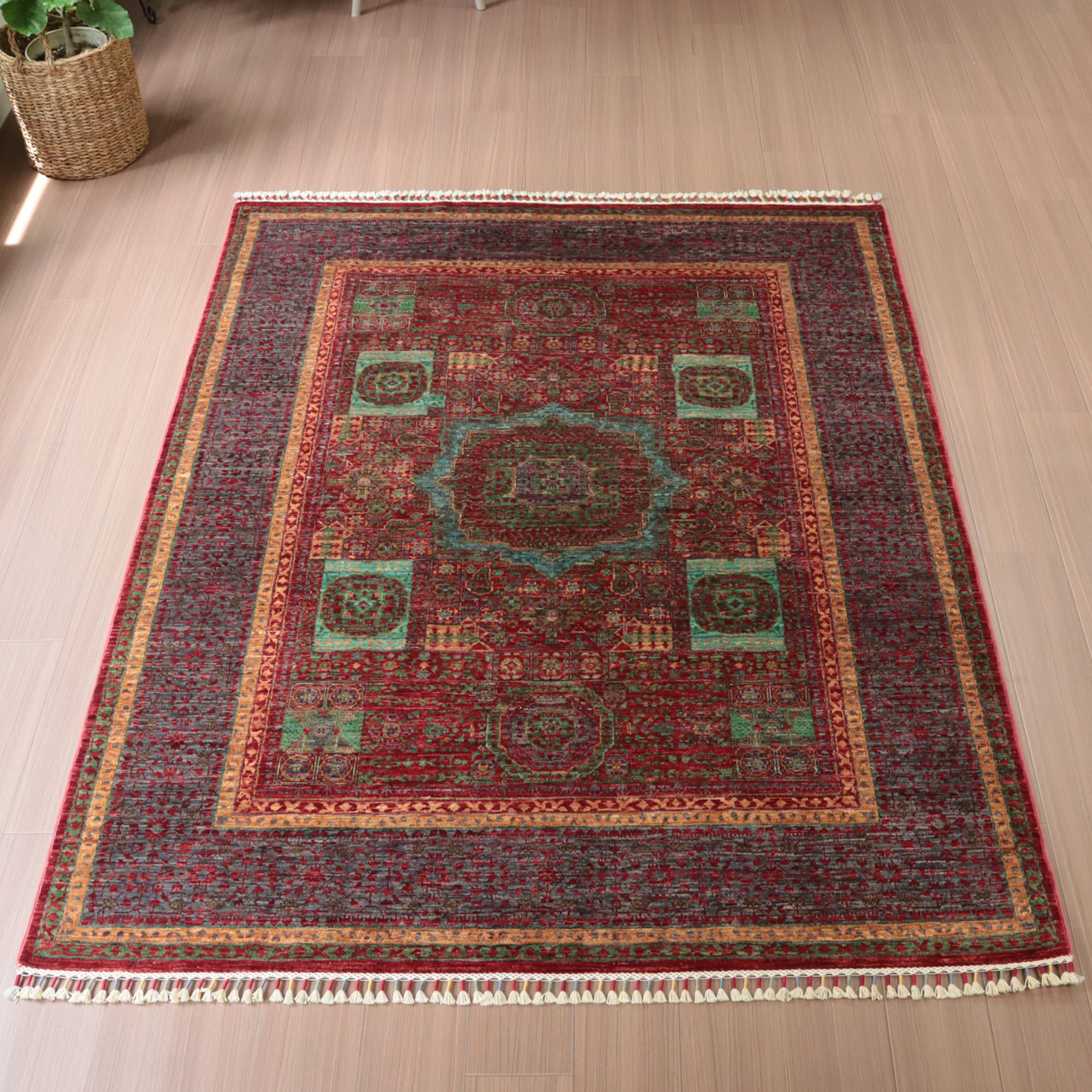 【15%OFF】トルコ絨毯　マムルーク王朝のアンティークデザイン 200x158cm セッヂャーデ