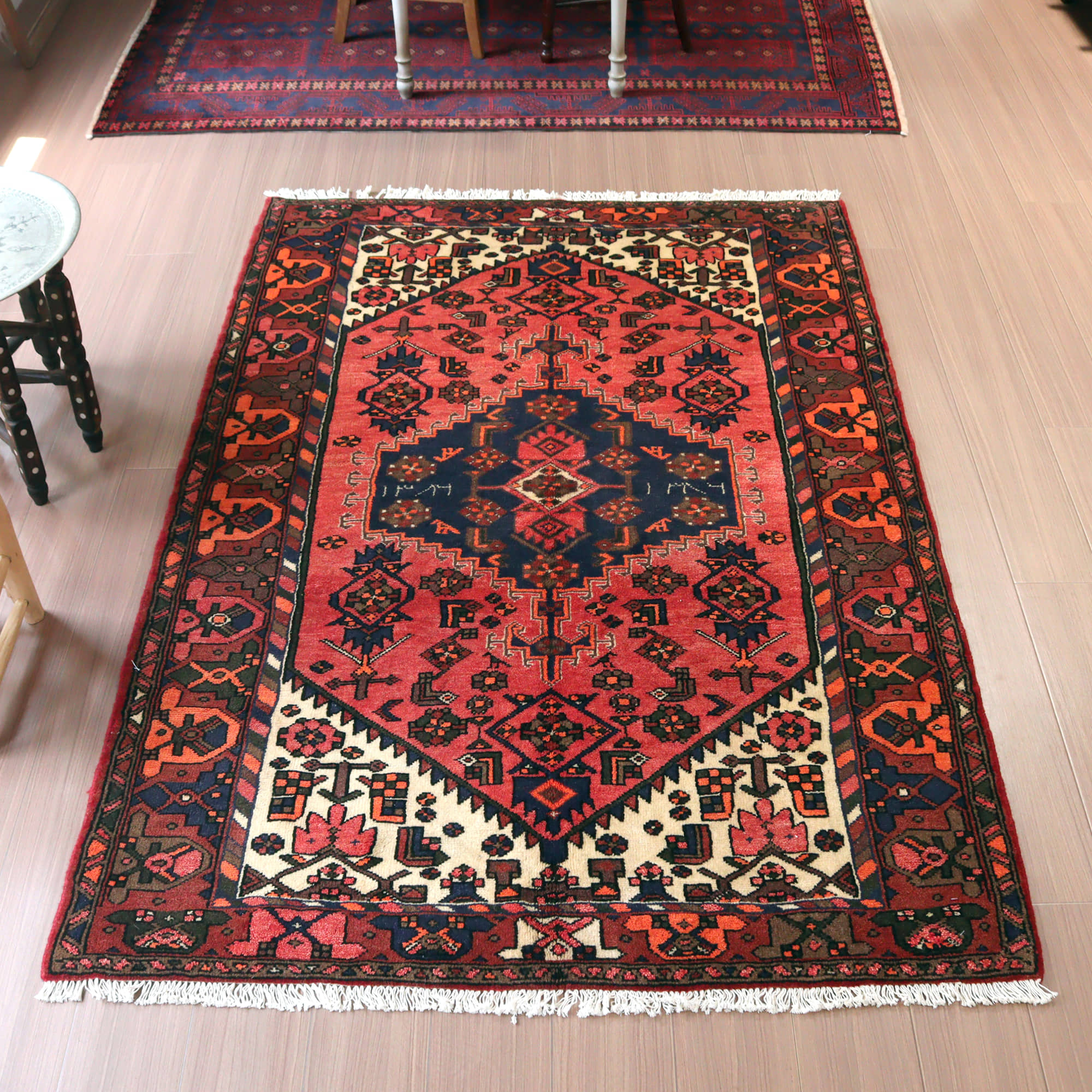 【15%OFF】ハマダン トライバルラグ190×130cm 六角メダリオン