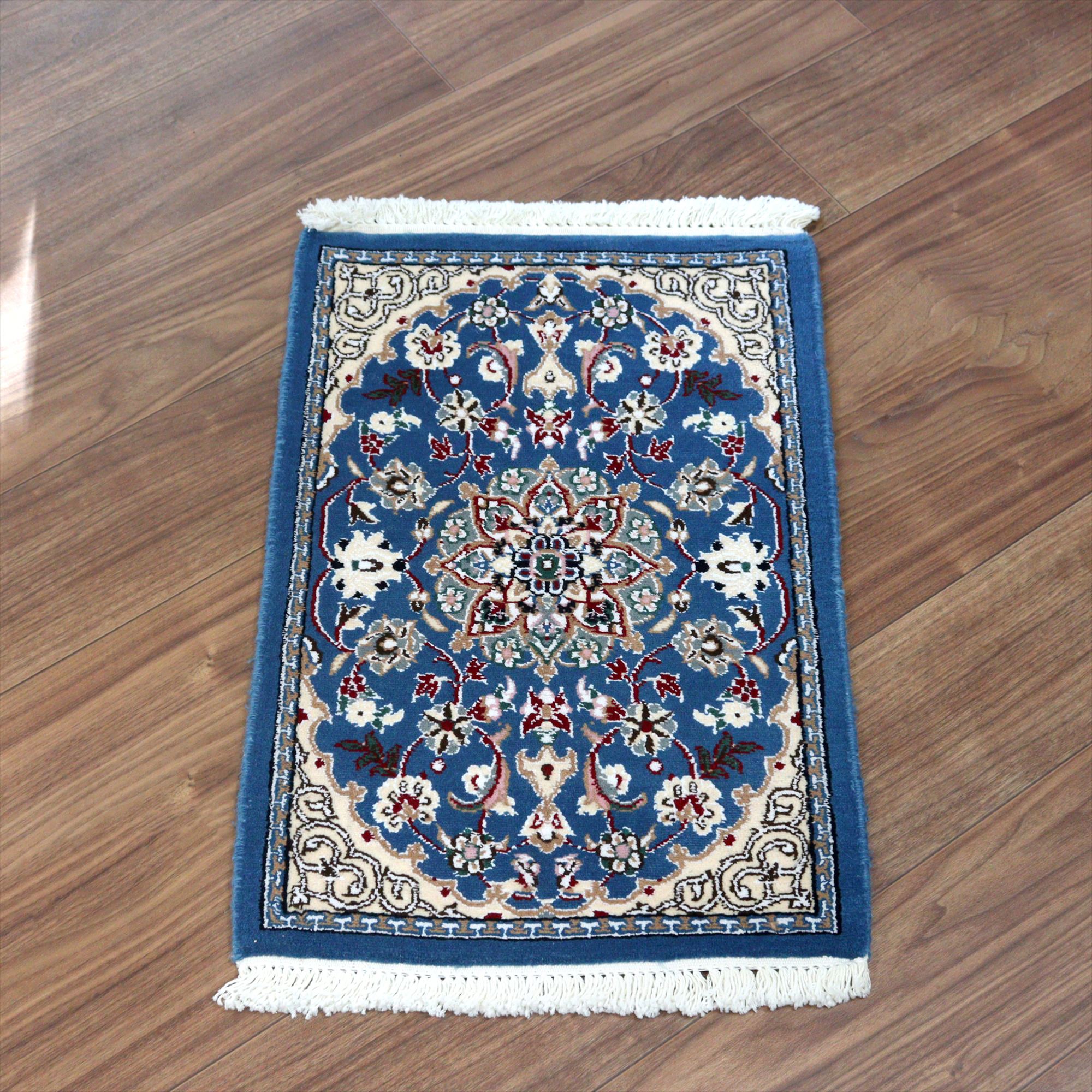 ペルシャ絨毯 ナイン61×41cm Nain 9La ブルー