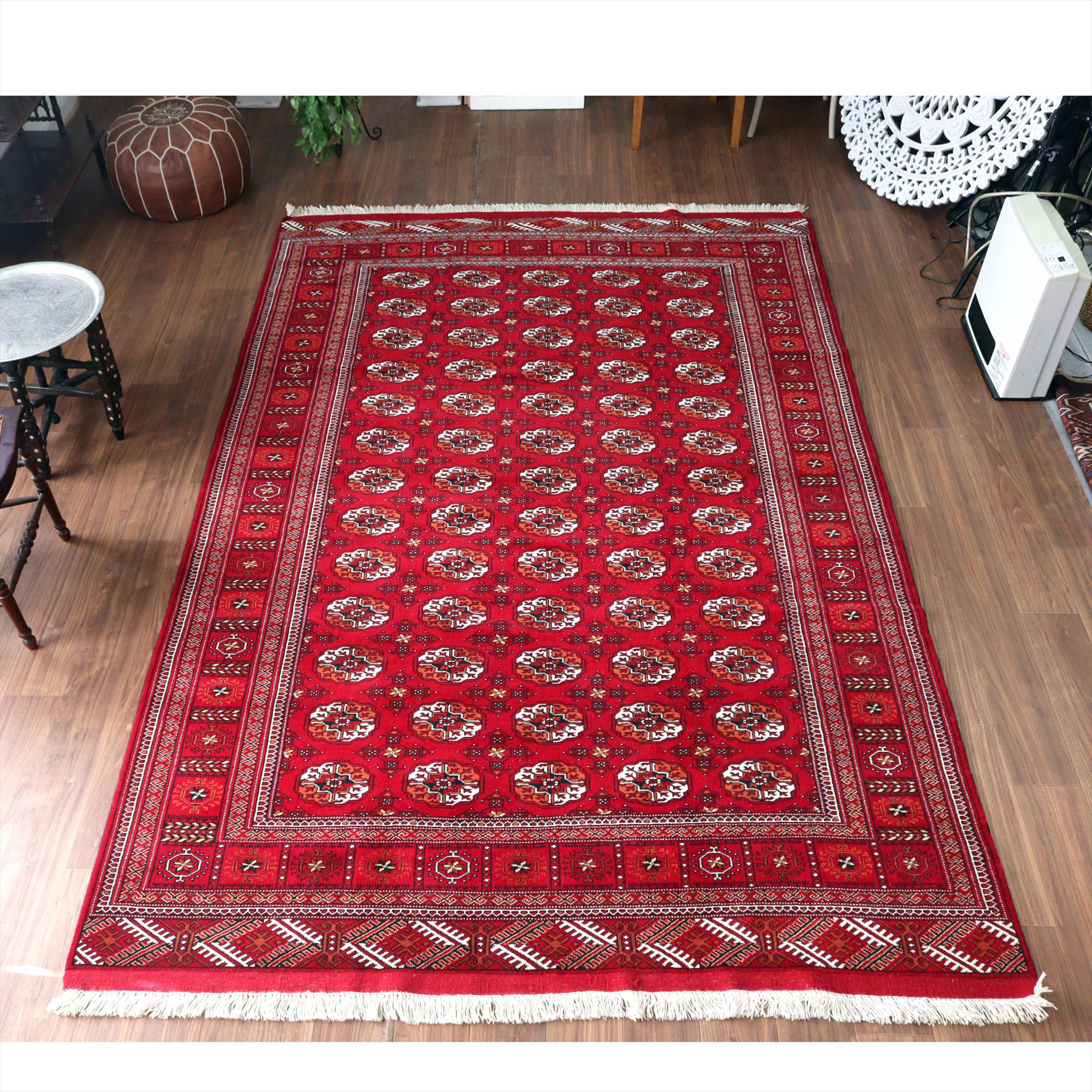 トライバルラグ トルクメン300×200cm 連なるギュル文様