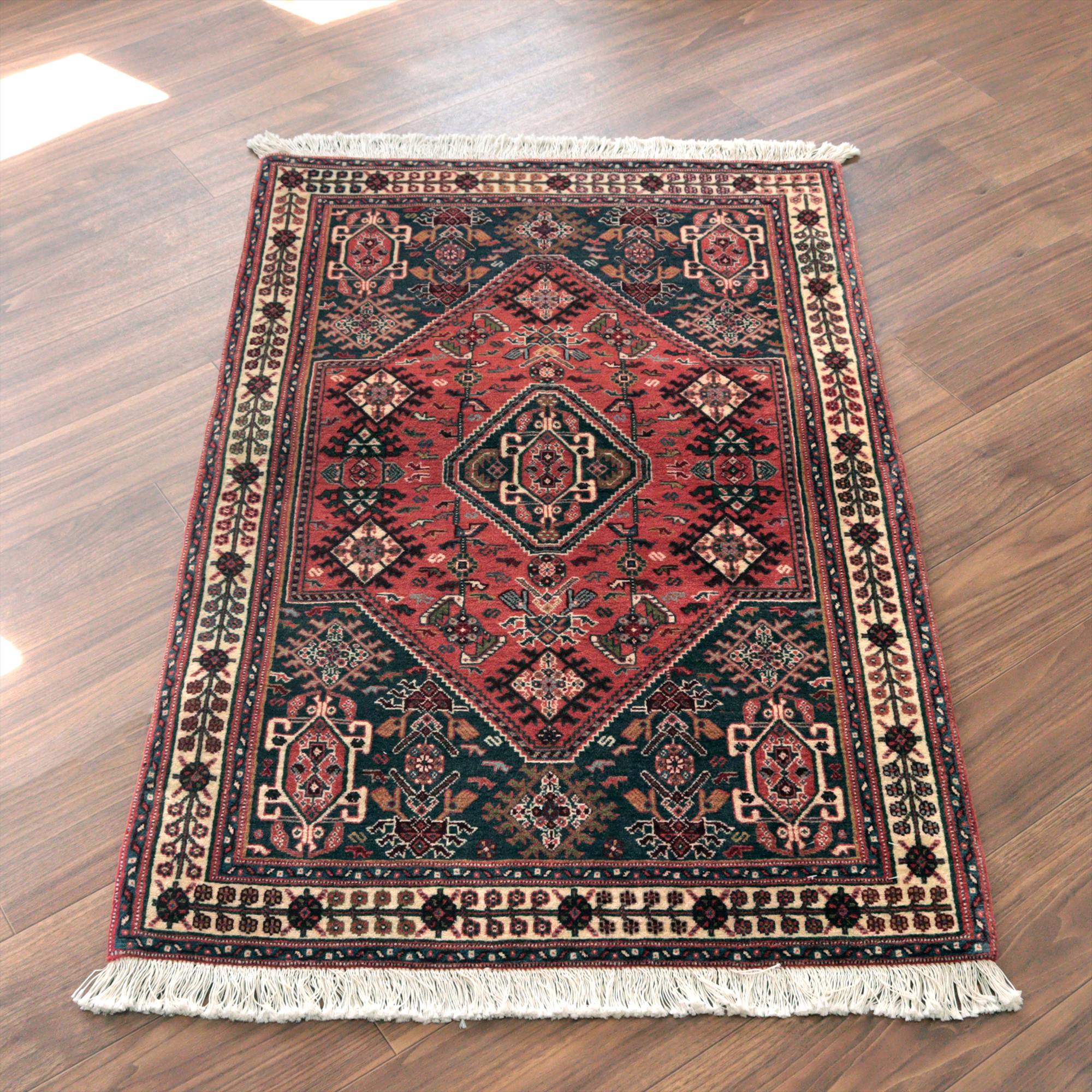 六角メダリオン 部族絨毯125×82cm カシュカイ族の手織りラグ カシュクーリ