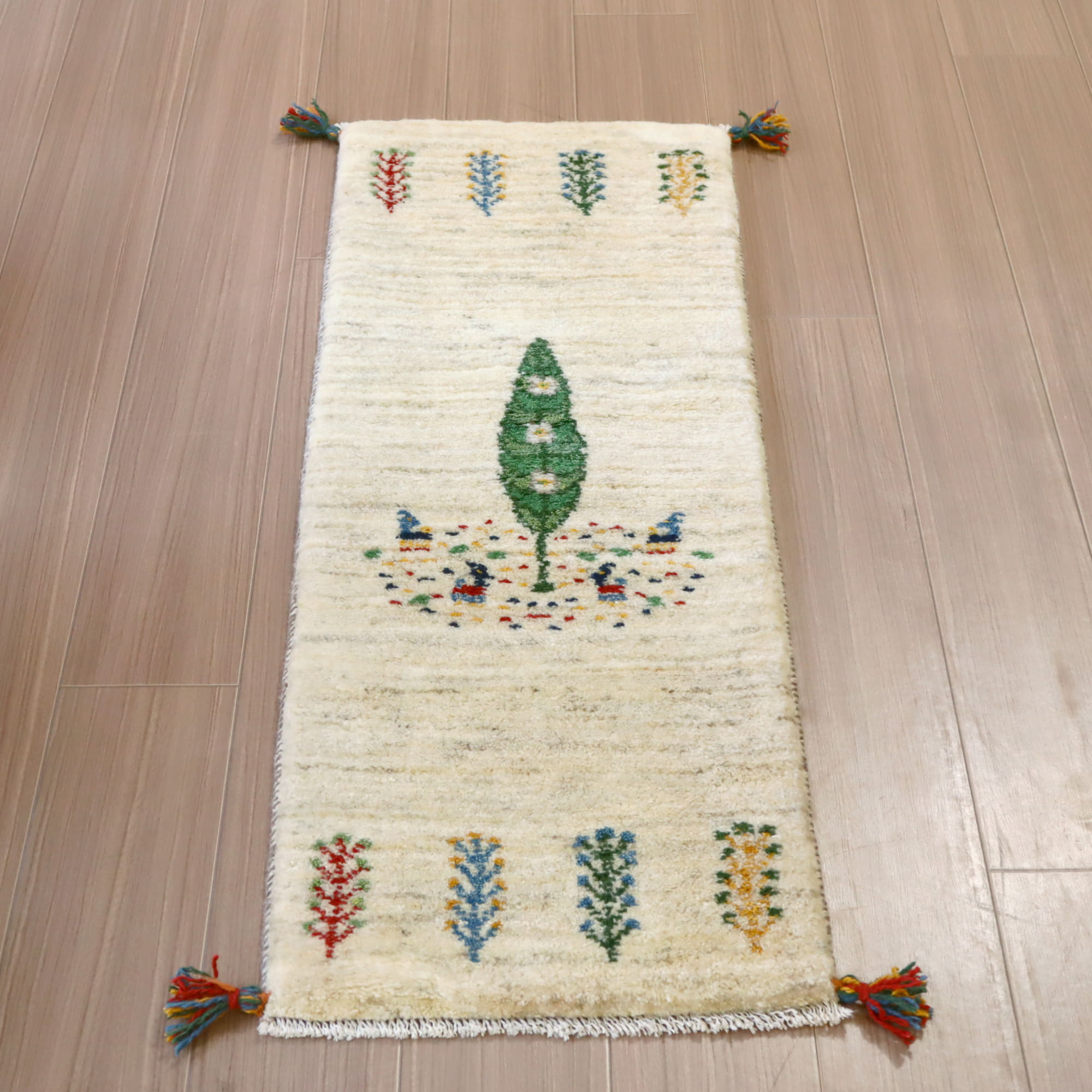 ギャッベ イラン産 ランナーサイズ 118x43cm 手織り　イトスギ