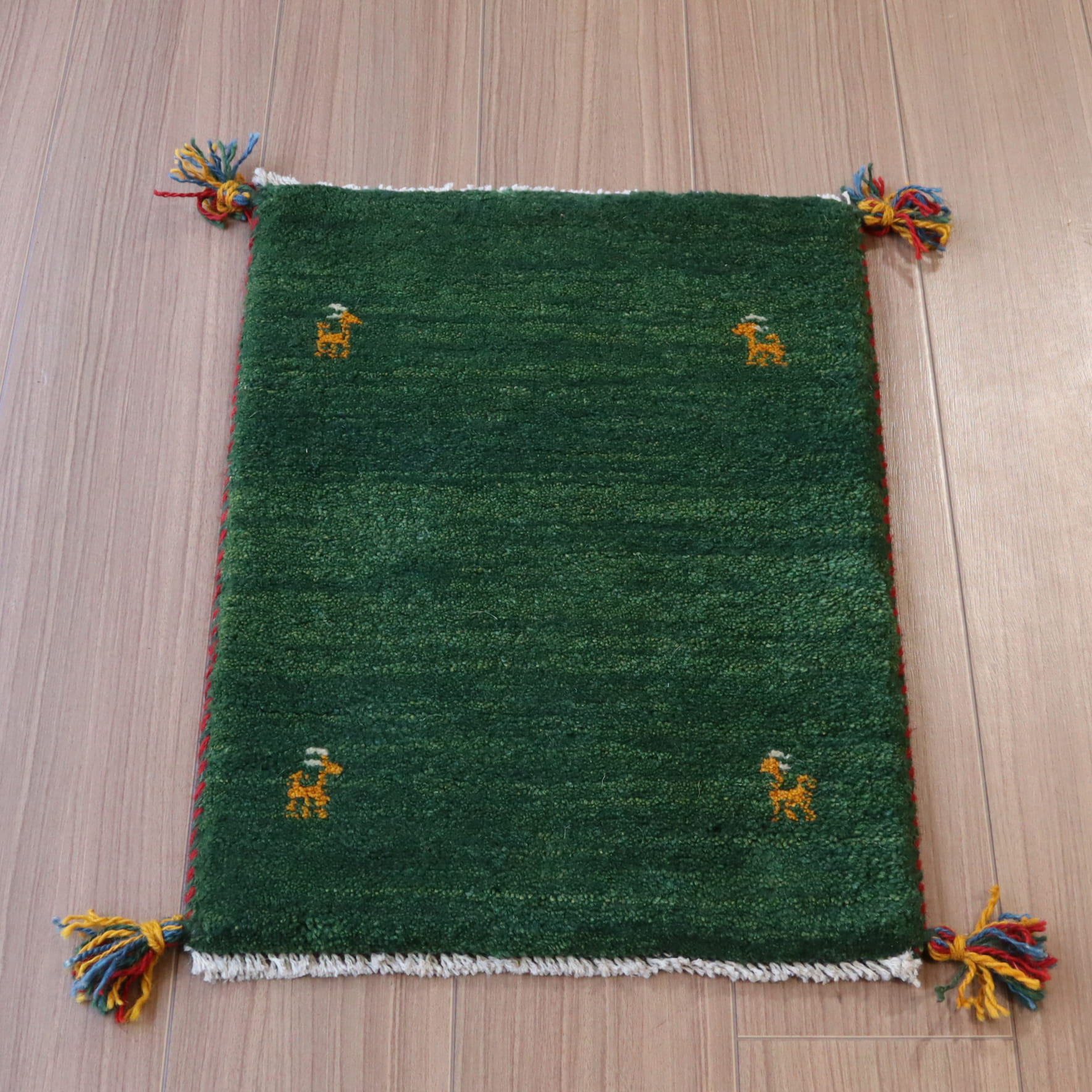ギャッベ イランの手織りラグ GABBEH 60x40cm グリーン