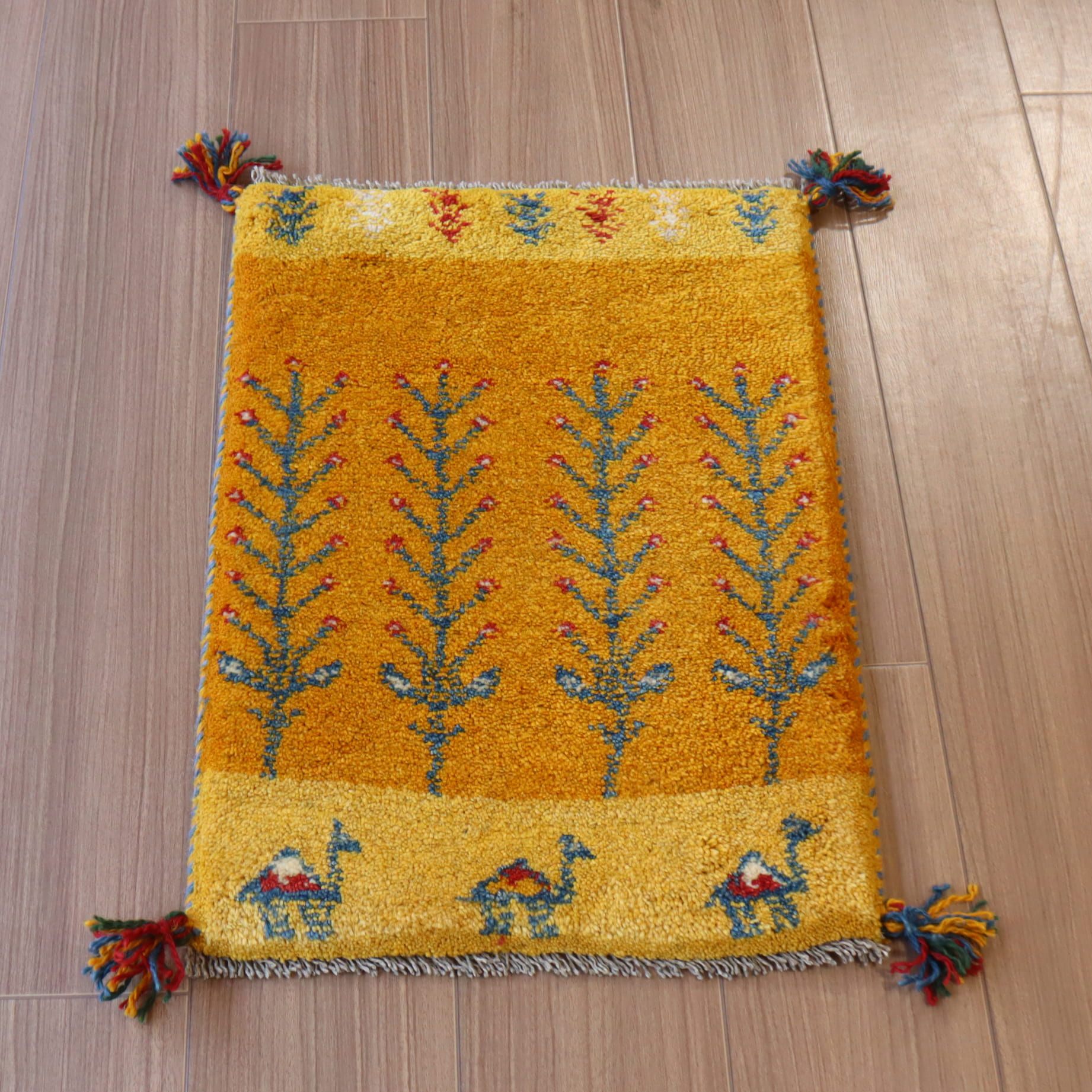 ギャッベ イランの手織りラグ GABBEH 61x41cm イエロー