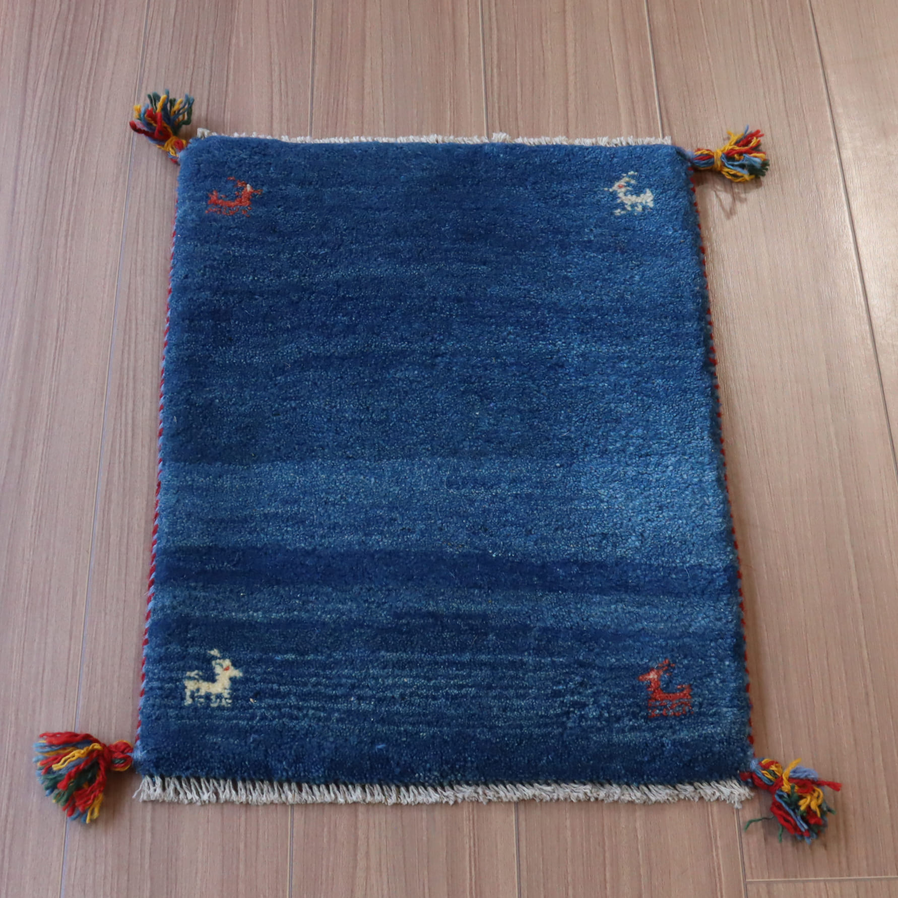 ギャッベ イランの手織りラグ GABBEH 59x43cm ブルー
