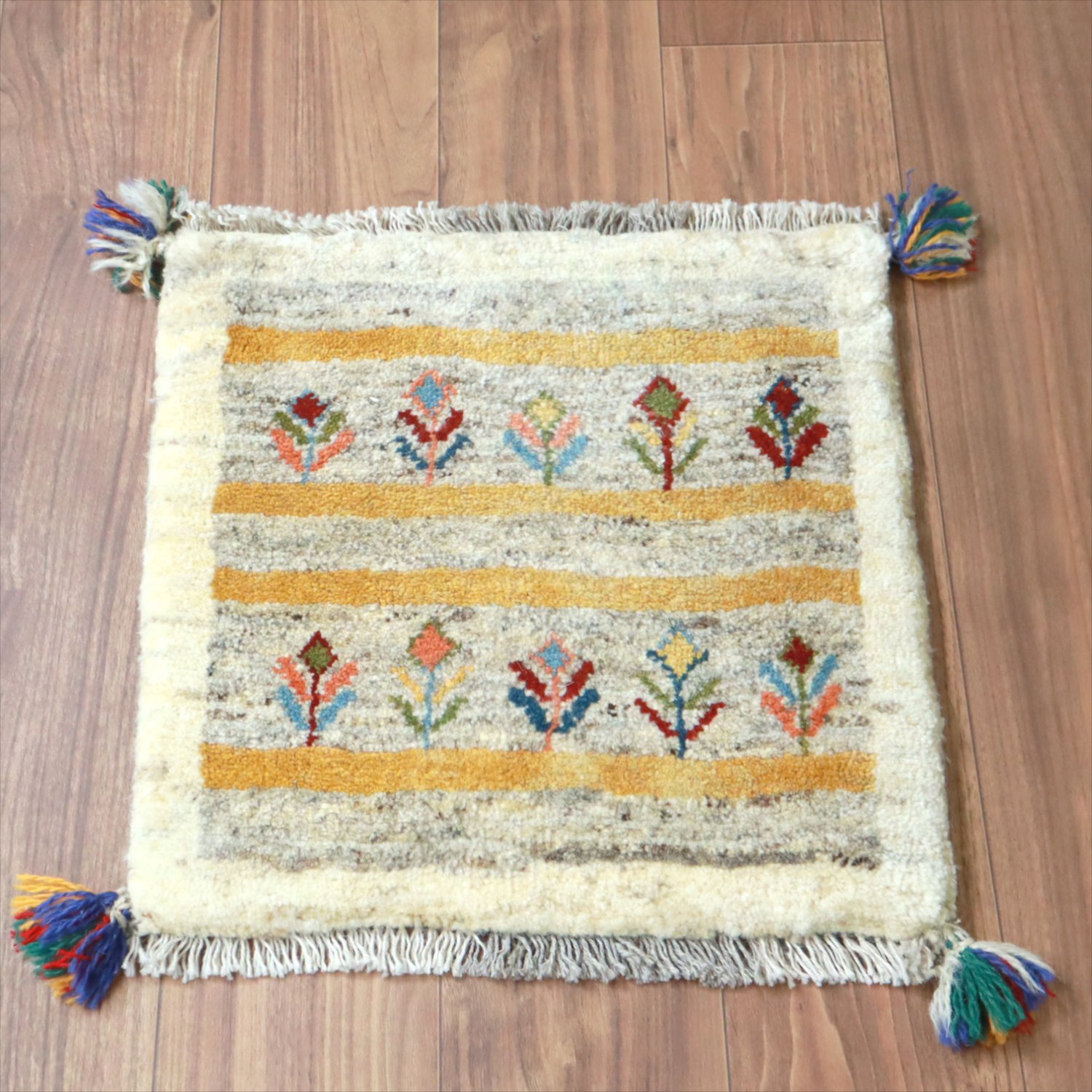 ギャッベ イラン産手織り 座布団サイズ 46x46cm