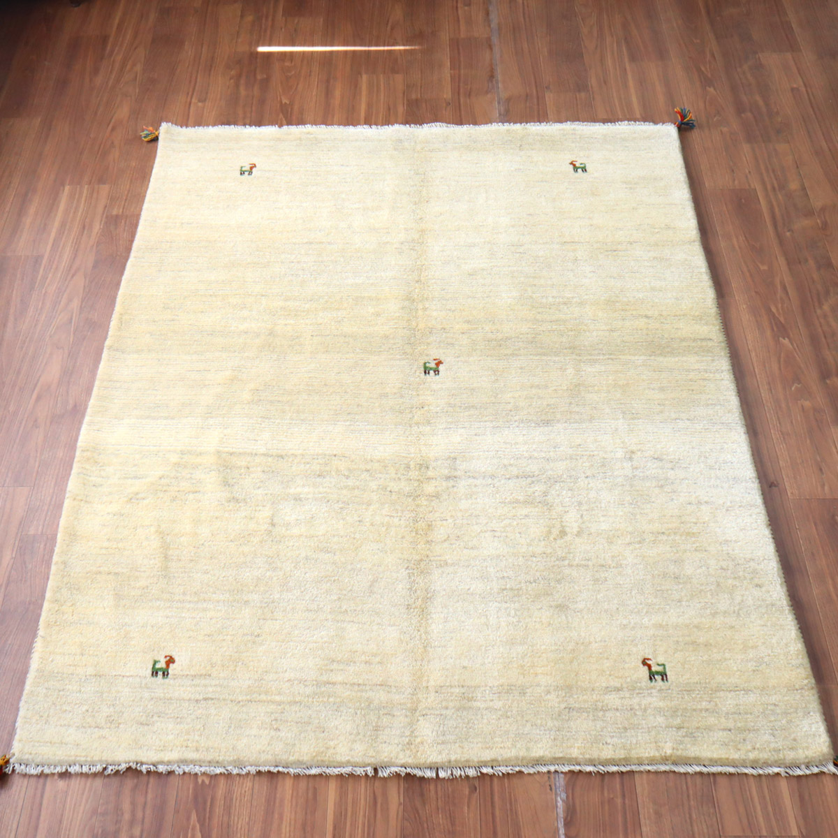 ギャッベ Gabbeh ナチュラルアイボリー230×170cm イラン産 動物モチーフ