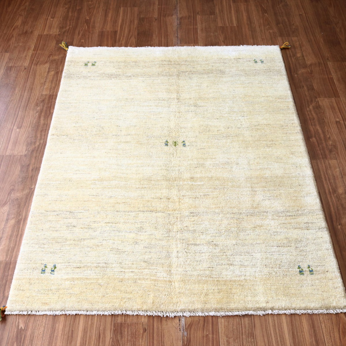 ギャッベ Gabbeh ナチュラルアイボリー203×158cm イラン産 動物と生命の樹