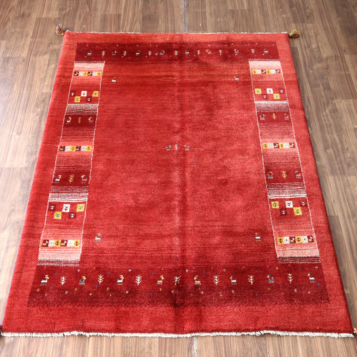 ギャッベ Gabbeh レッド192×157cm イラン産 カラフルな動物と生命の樹