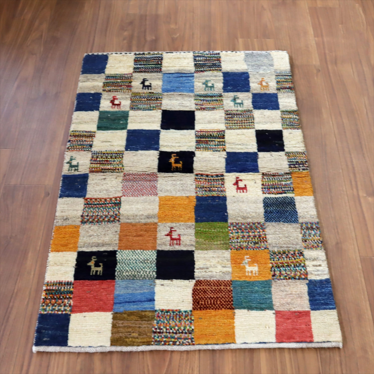 ギャッベ ノマド　 120x78cm カラフルなモザイクタイル　イラン産手織り　Gabbeh Nomad