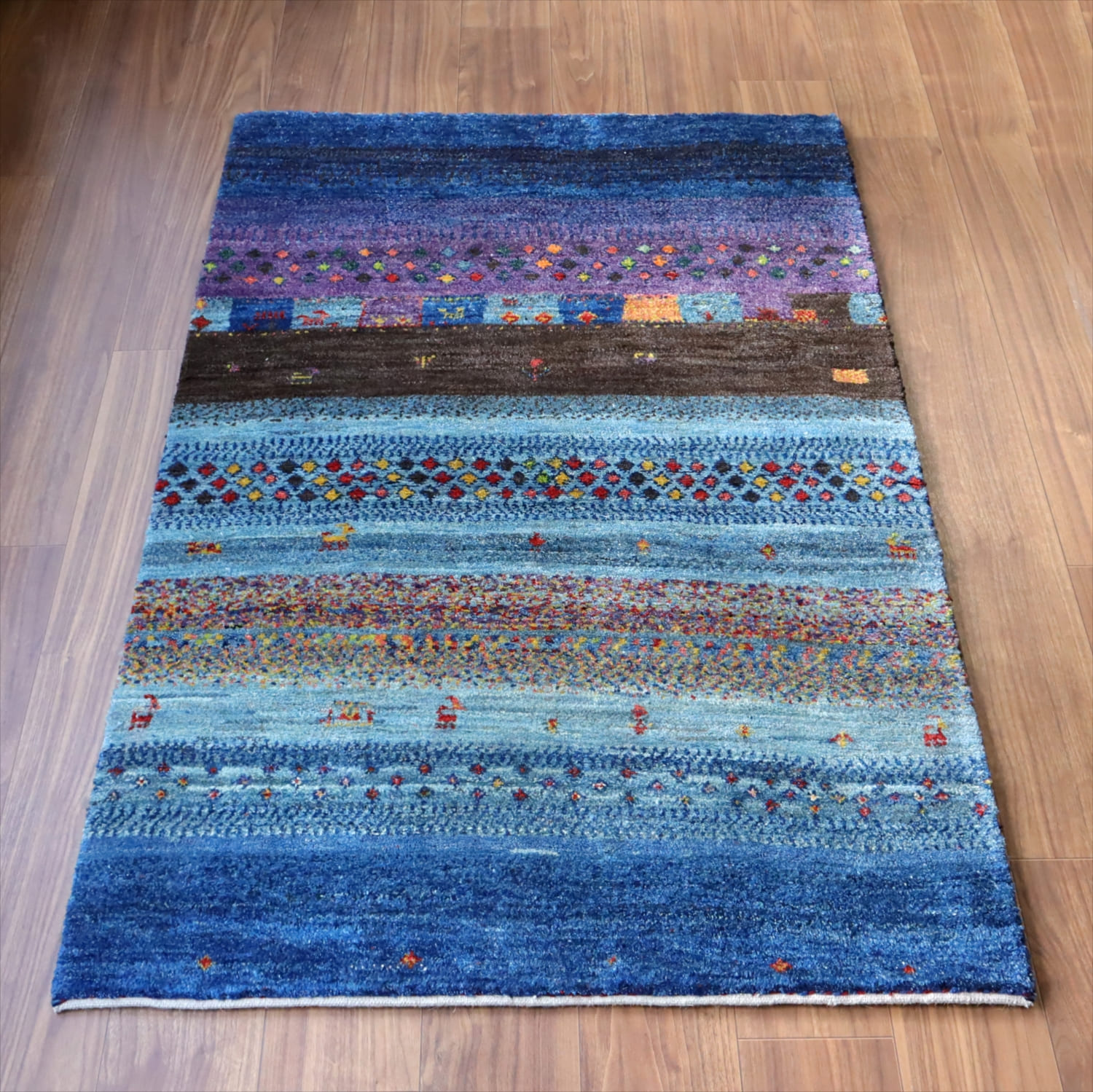 ギャッベ ノマド　 144x97cm ブルーグラデーション　イラン産手織り　Gabbeh Nomad