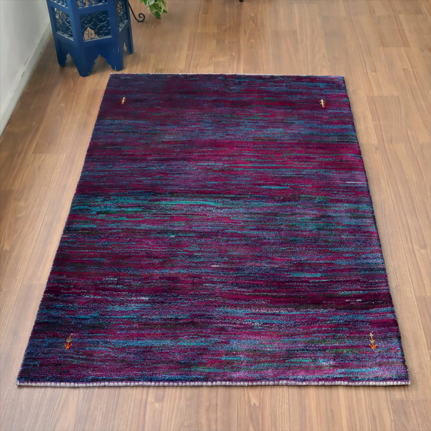 ギャッベ ノマド　 176x120cm ブルー＆パープル　ランダムミックス　イラン産手織り　Gabbeh Nomad