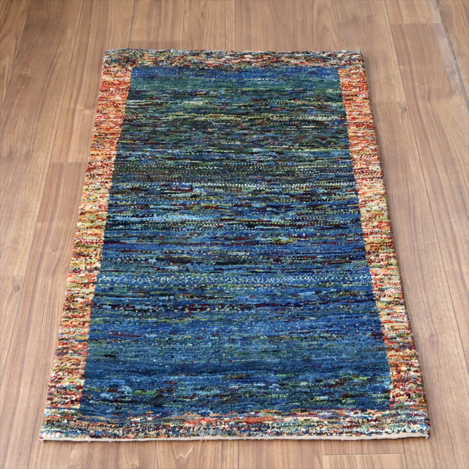 ギャッベ ノマド　 129x72cm ブルーグリーン　ドットミックス　イラン産手織り　Gabbeh Nomad