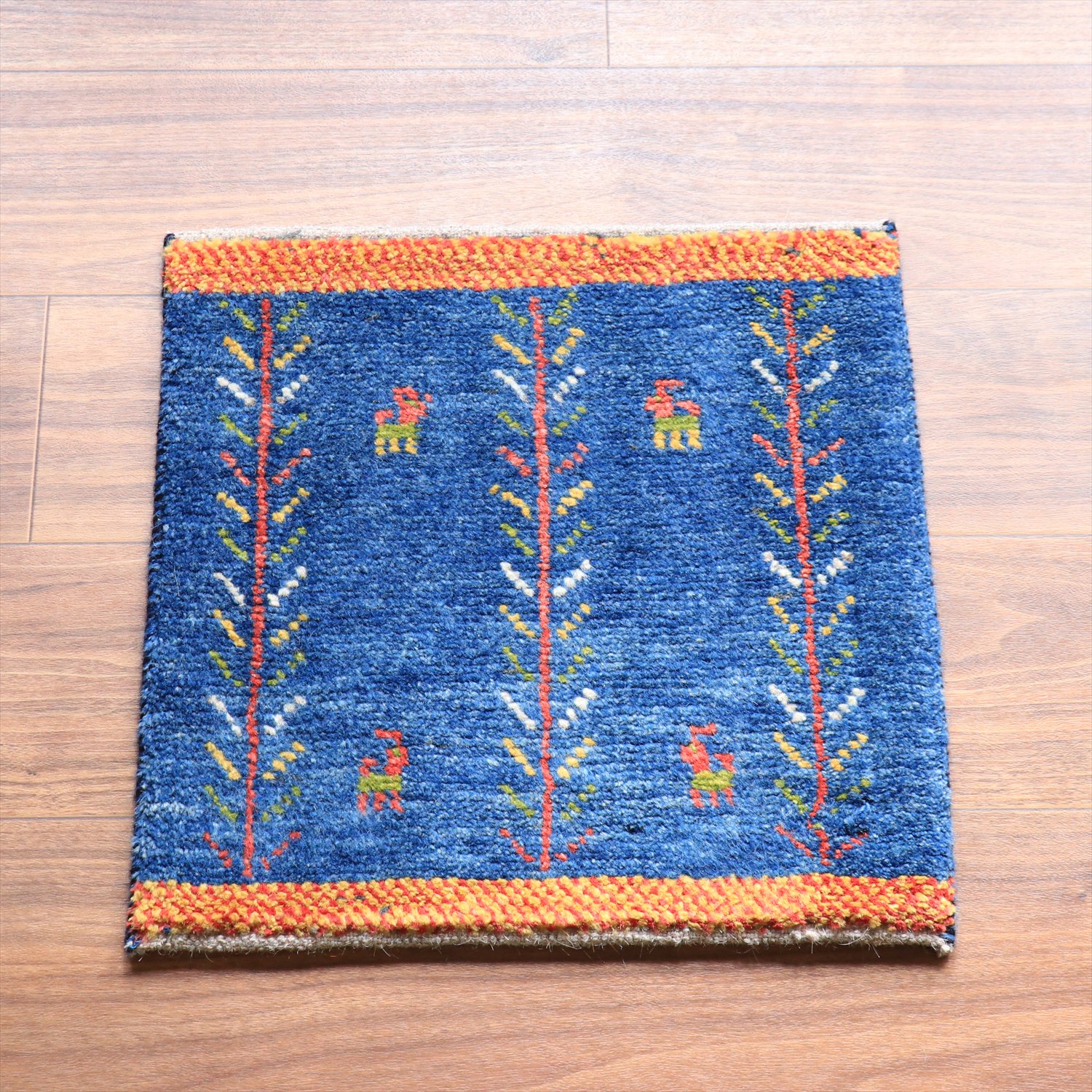 ギャッベ ノマド ミニギャッベ 41x41cm ブルー　生命の木