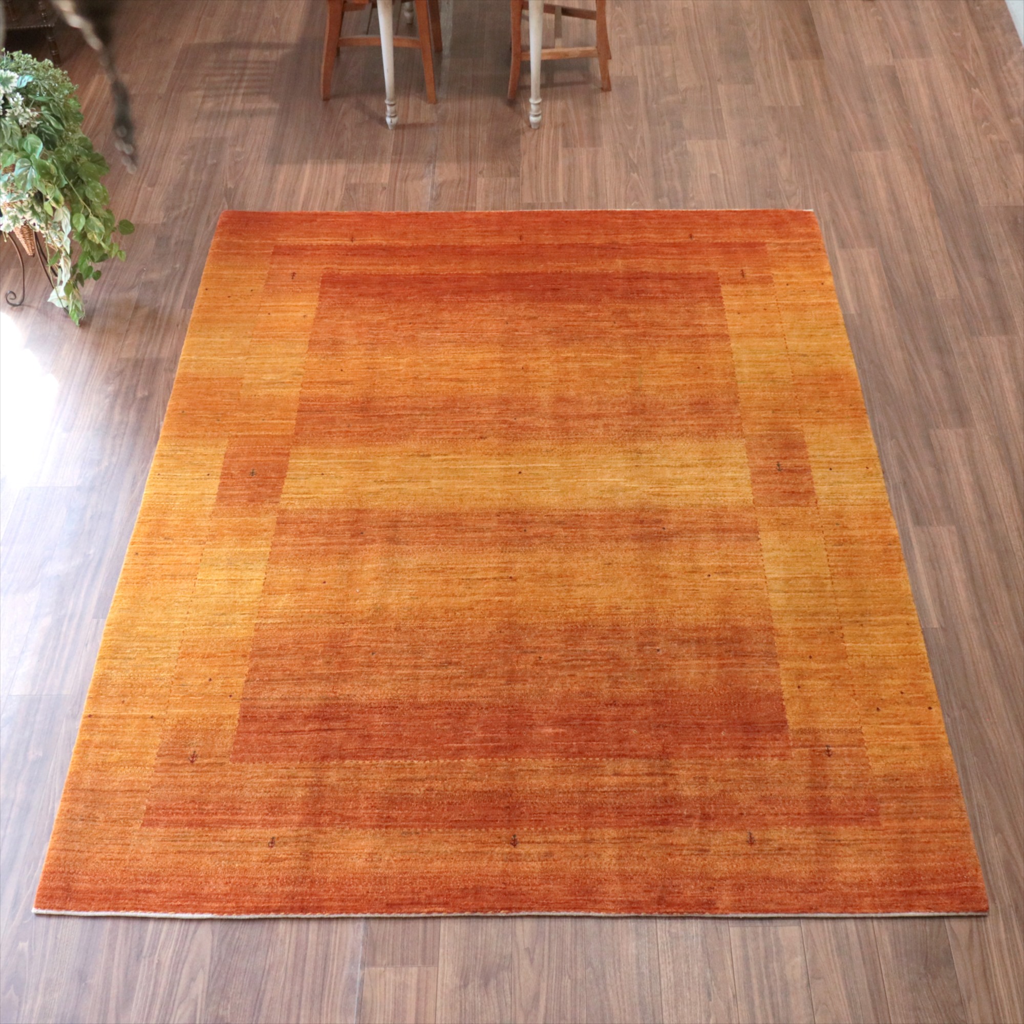 ギャッベ ロリアタシュ 細かな織りの最高級ギャッベ Gabbeh Lori Atash 256x204cm イエローオレンジグラデーション