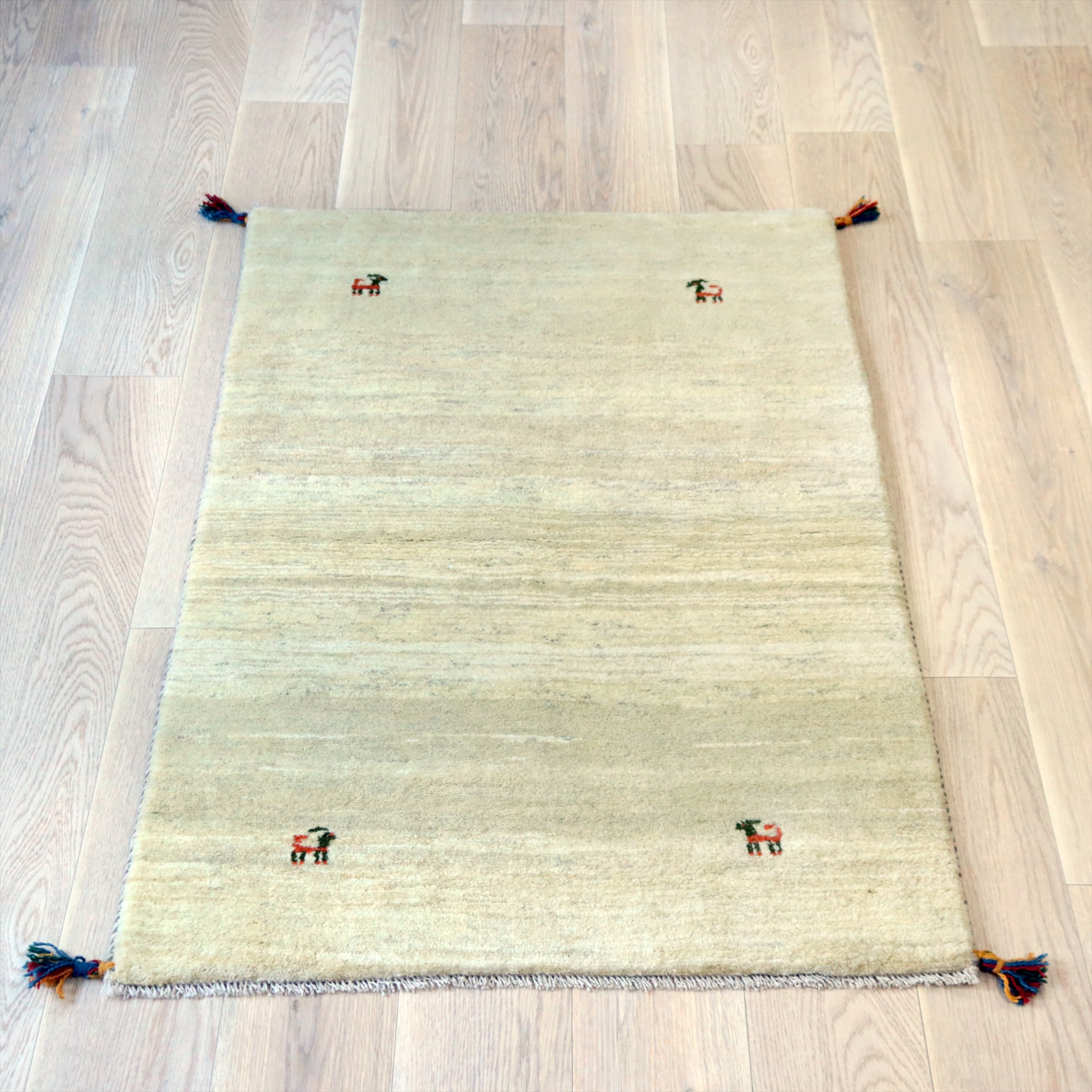 ギャッベ イラン産 手織りラグ 148×93cm Gabbeh ナチュラルアイボリー