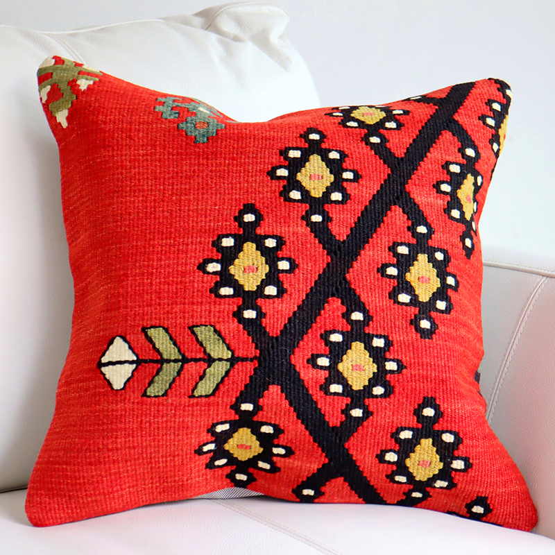 オールドキリムクッションカバー 40cm Old Kilim Cushion 生命の樹・シャルキョイ