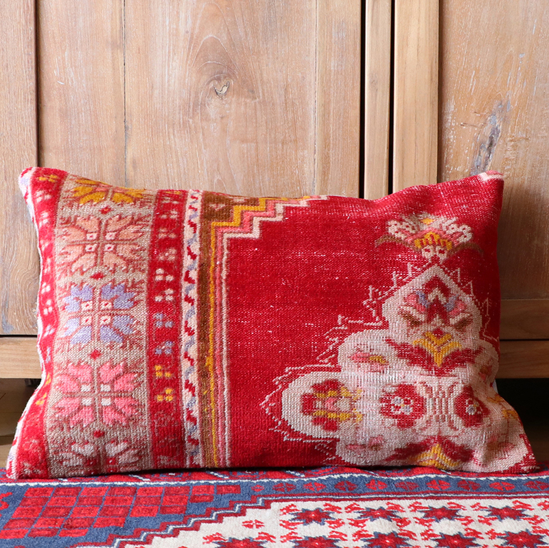 ヴィンテージラグ クッションカバー パイル織りラグ クッションカバー 60×40cm チャル 長方形 ビッグピロー Lumbar Pillow