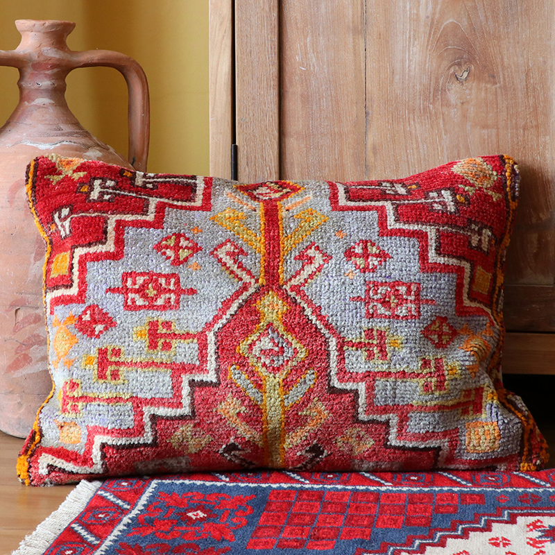 ヴィンテージラグ クッションカバー パイル織りラグ クッションカバー 61×40cm シブリヒサル 長方形 ビッグピロー Lumbar Pillow