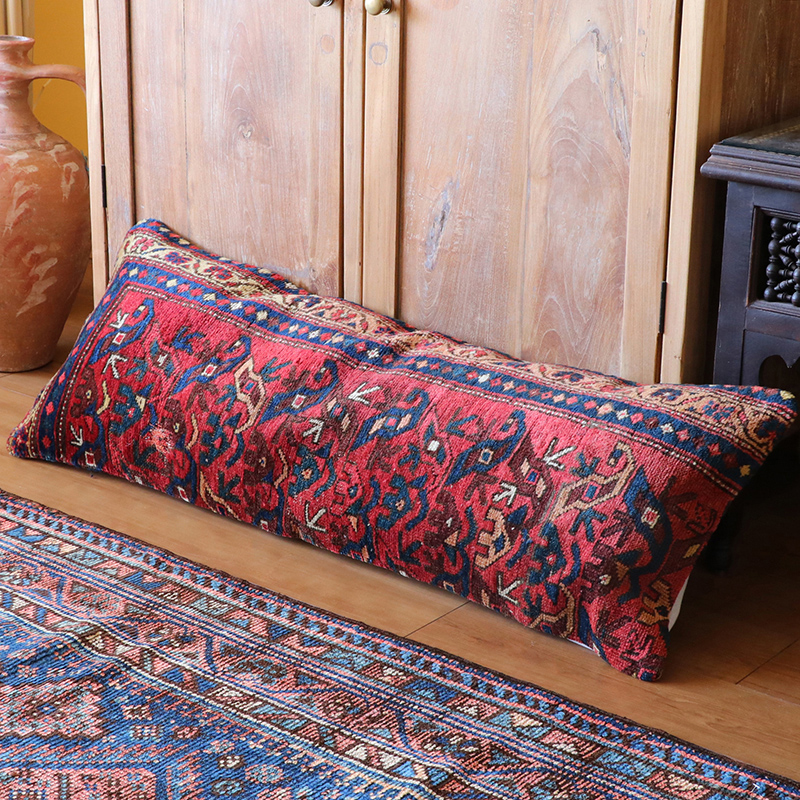 ビンテージラグ クッションカバー 109x40cm ロングピロー Lumbar Pillow コンヤ