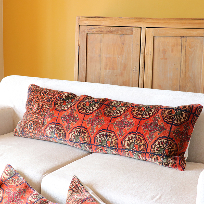 ヴィンテージ・パイル織りラグ クッションカバー 118×40cm ロングピロー Lumbar Pillow ブハラ