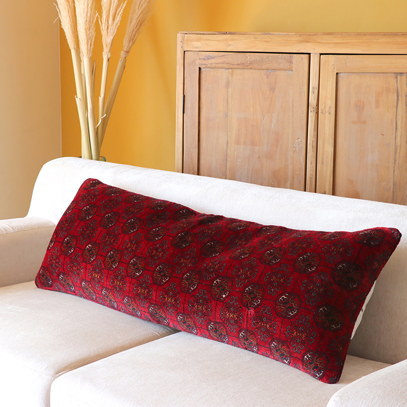 ヴィンテージ・パイル織りラグ クッションカバー 116×41cm ロングピロー Lumbar Pillow ビリジック