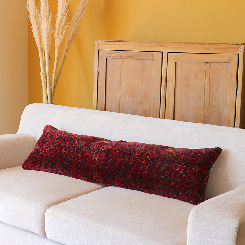 ビンテージラグ クッションカバー 118x33cm ロングピロー Lumbar Pillow ビリジック