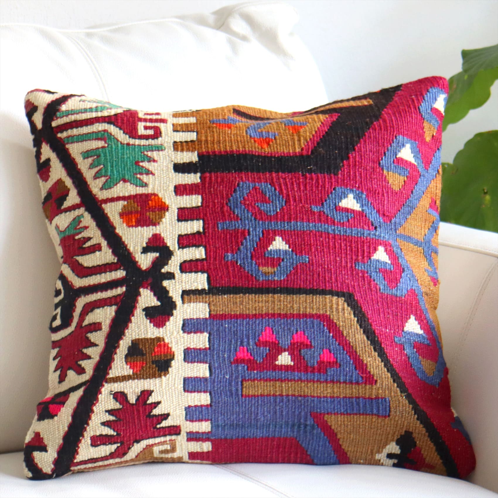 オールドキリム クッションカバー 40cmサイズ カイセリ ピンクパープル