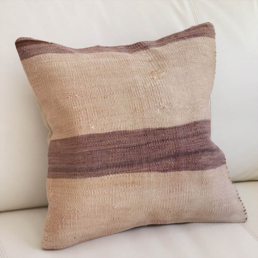 クッションカバー オールドキリム ウール 40×40cm ナチュラル シンプル ボーダー