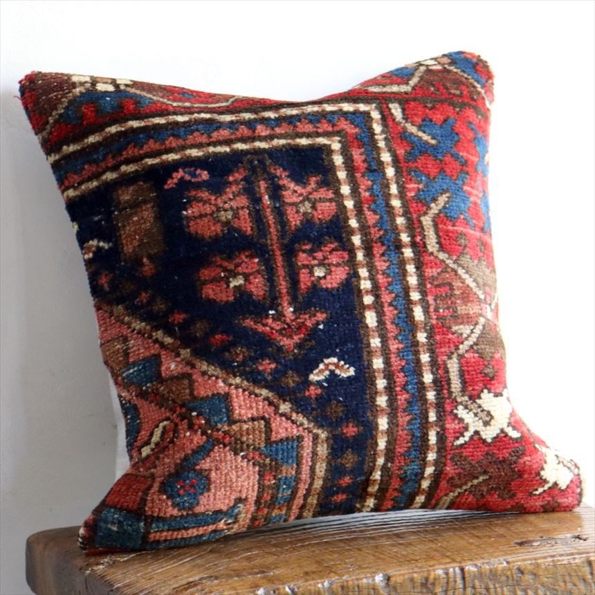 ヴィンテージラグクッションカバー 40×40cmトライバルラグ　ハマダン