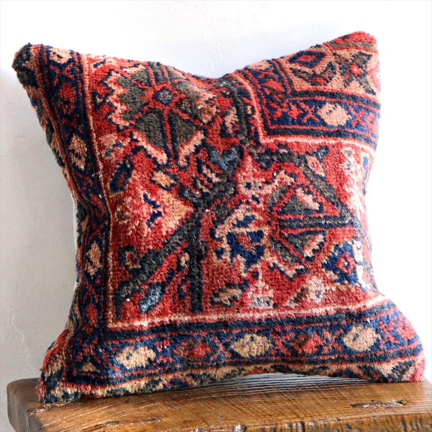 ヴィンテージラグクッションカバー 40×40cmトライバルラグ　ハマダン
