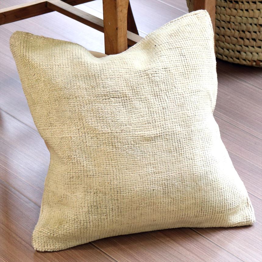 ヴィンテージラグ クッションカバー 41×40cmトルコ絨毯・ブリーチしたアンティーク加工