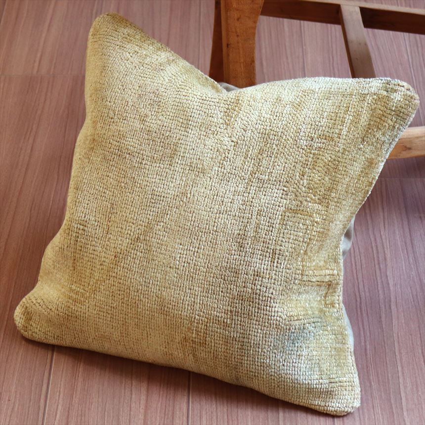 ヴィンテージラグ クッションカバー 40×41cmトルコ絨毯・ブリーチしたアンティーク加工