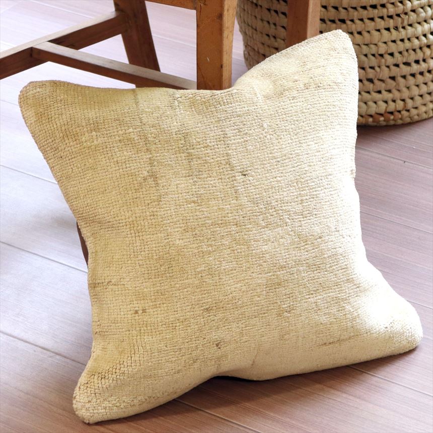 ヴィンテージラグ クッションカバー 41×41cmトルコ絨毯・ブリーチしたアンティーク加工