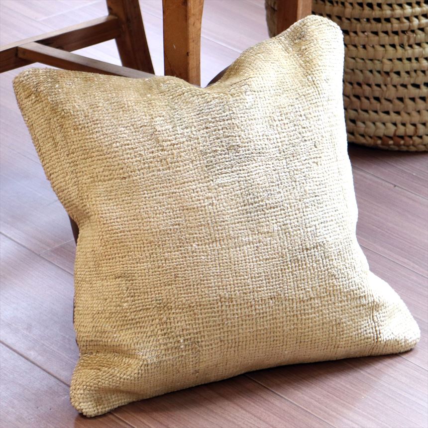 ヴィンテージラグ クッションカバー 41×40cmトルコ絨毯・ブリーチしたアンティーク加工