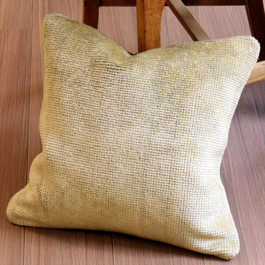 ヴィンテージラグ クッションカバー 40×42cmトルコ絨毯・ブリーチしたアンティーク加工