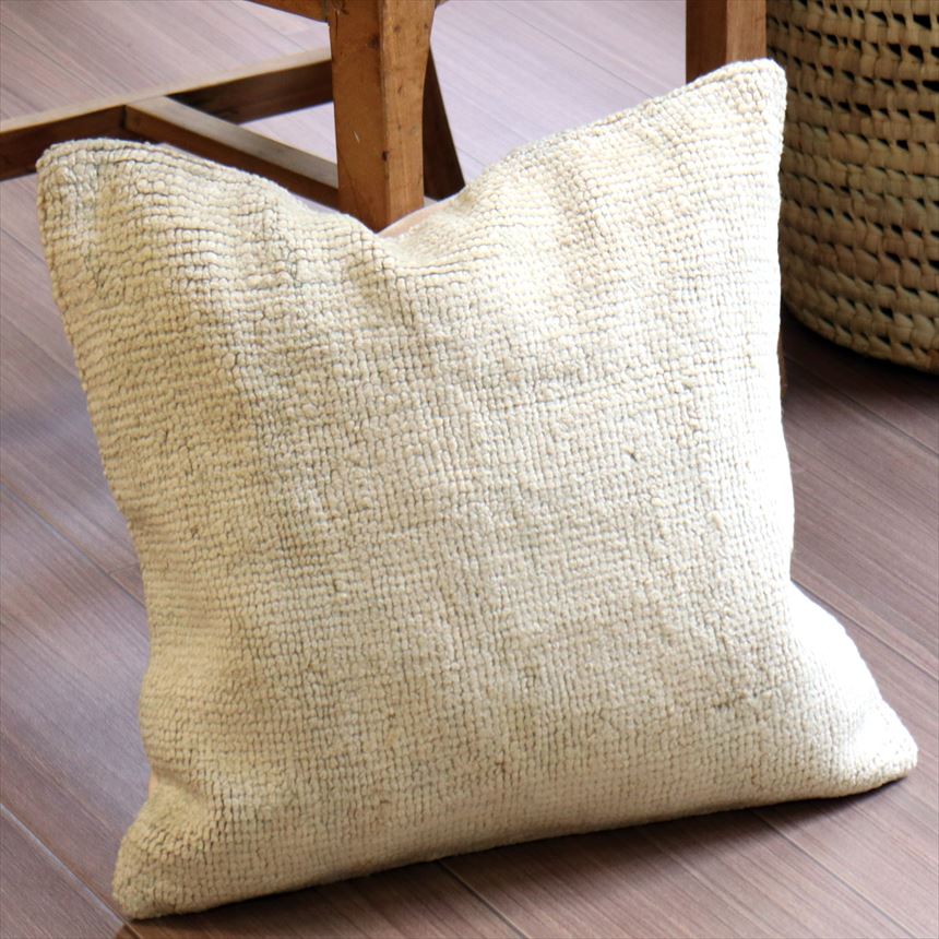 ヴィンテージラグ クッションカバー 40×41cmトルコ絨毯・ブリーチしたアンティーク加工